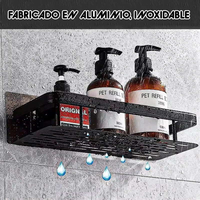 ESTANTE ORGANIZADOR DE DUCHA ESQUINERO EN ALUMINIO NEGRO - 5