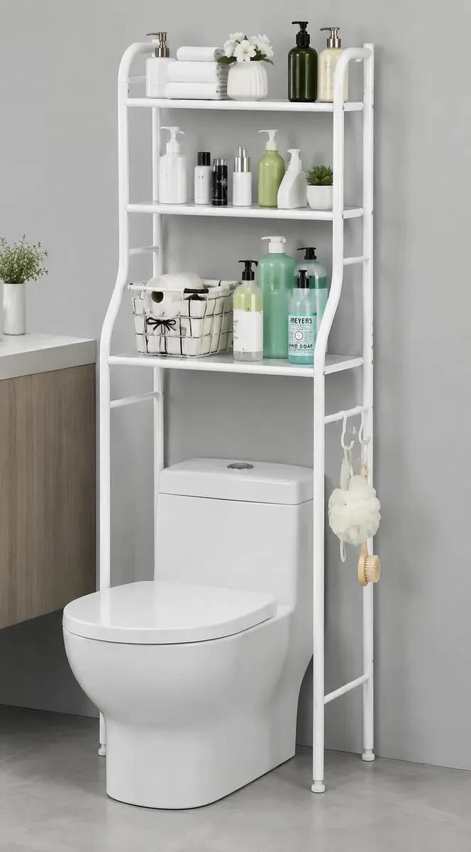 MUEBLE ORGANIZADOR DE METAL CON 3 ESTANTES PARA BAÑO - 4