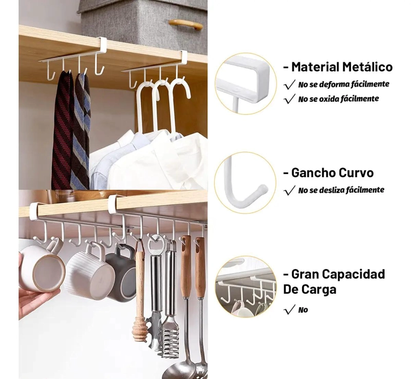 SOPORTE COLGANTE PARA VASOS Y UTENSILIOS DE COCINA - 6