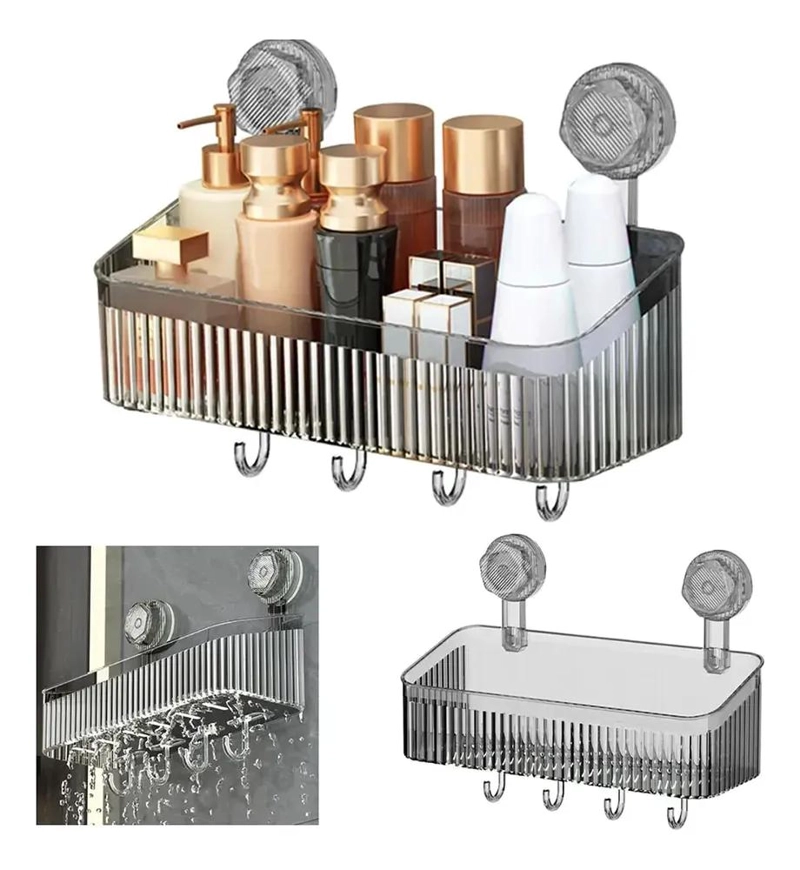 ORGANIZADOR DE BAÑO TRANSPARENTE CON VENTOSAS SIN TALADRO - 1