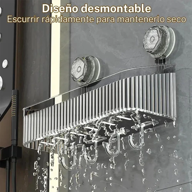 ORGANIZADOR DE BAÑO TRANSPARENTE CON VENTOSAS SIN TALADRO - 2