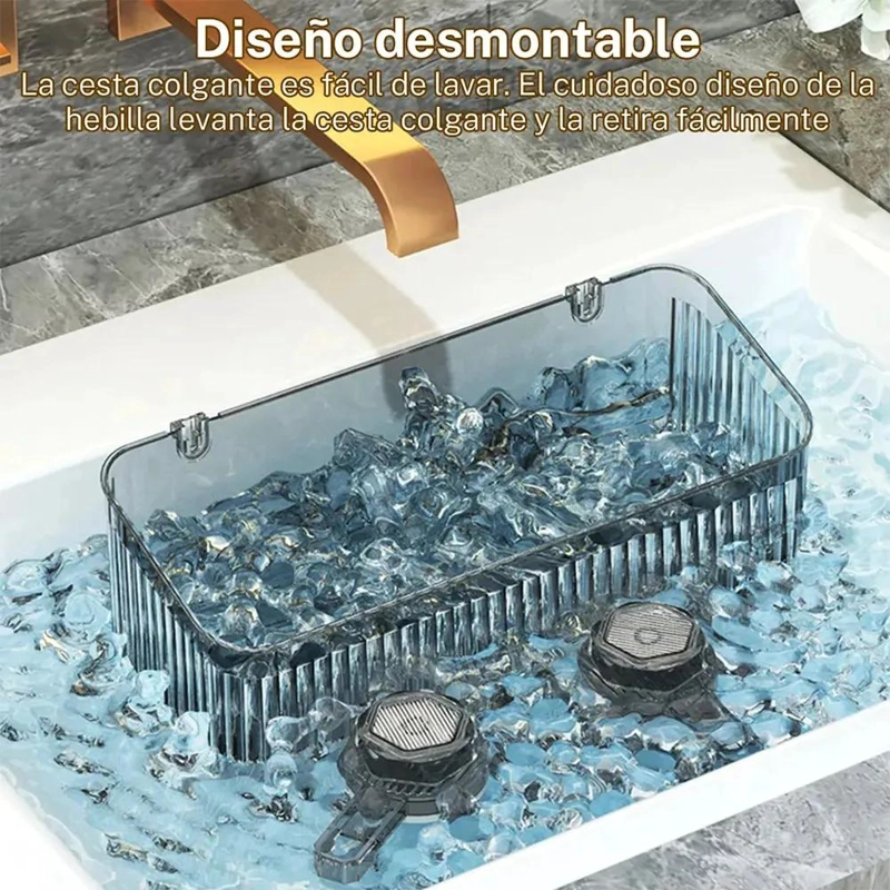 ORGANIZADOR DE BAÑO TRANSPARENTE CON VENTOSAS SIN TALADRO - 5
