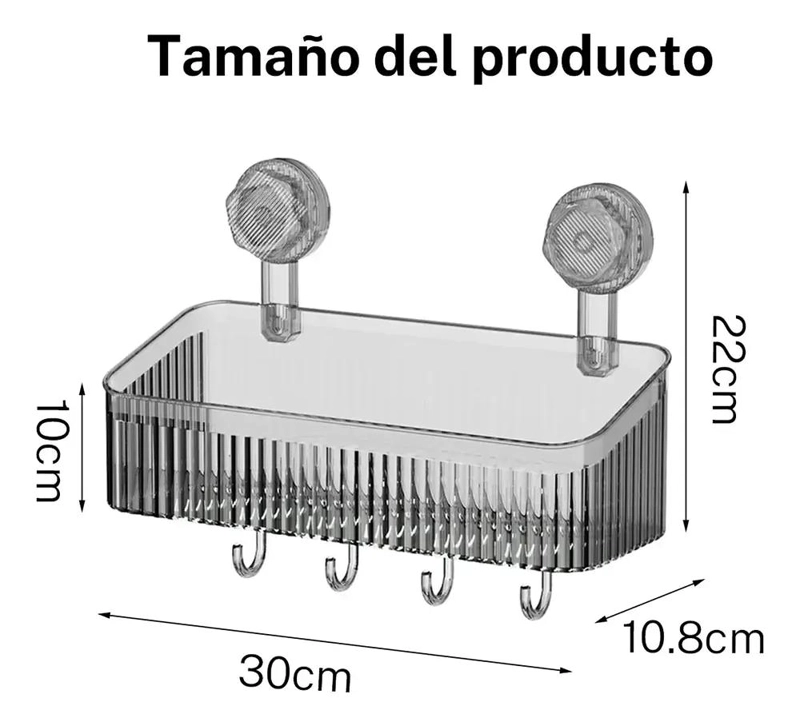 ORGANIZADOR DE BAÑO TRANSPARENTE CON VENTOSAS SIN TALADRO - 6