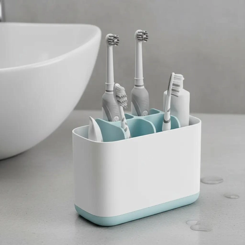 ORGANIZADOR DE BAÑO PORTA CEPILLOS DE DIENTES CELESTE Y BLANCO - 9