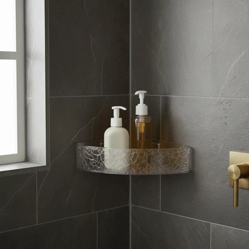 SOPORTE ESQUINERO MULTIUSOS PARA BAÑO EN ACRILICO BLANCO - 2