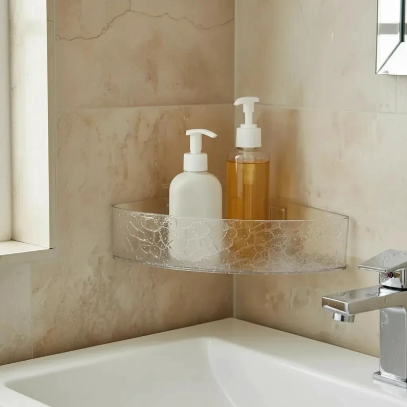 SOPORTE ESQUINERO MULTIUSOS PARA BAÑO EN ACRILICO BLANCO - 3