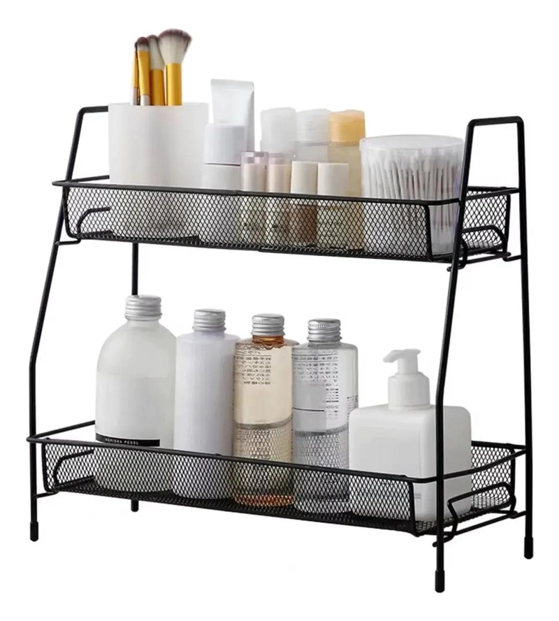 ESTANTE METALICO COMPACTO PARA BAÑO Y COCINA CON 2 NIVELES - 1