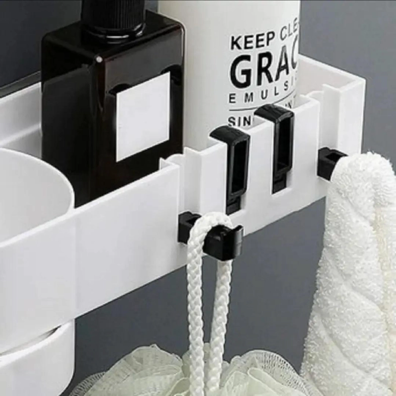 ESTANTE ESQUINERO PARA BAÑO CON GANCHOS Y DRENAJE EFICIENTE - 5