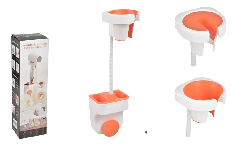 PORTA SECADOR DE PELO UNIVERSAL PARA BAÑO COLOR BLANCO - 1