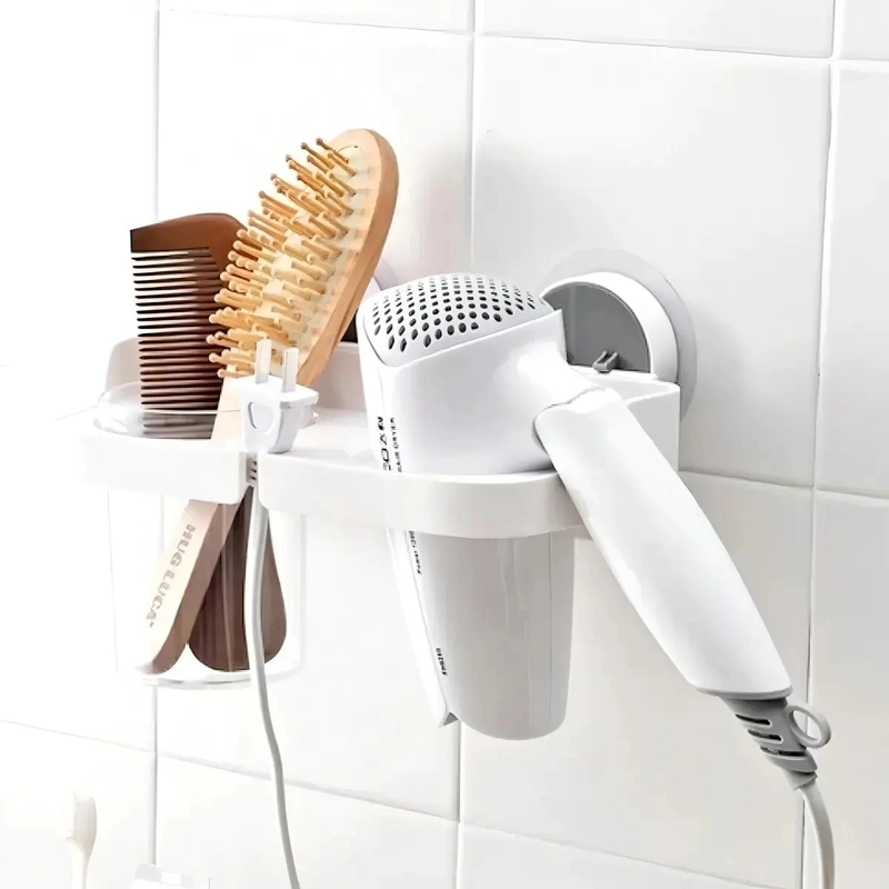 SOPORTE MULTIUSO PARA SECADOR Y CEPILLOS COLOR BLANCO - 2