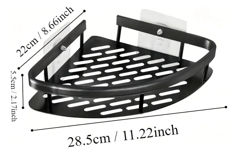 ESQUINERO ORGANIZADOR DUCHA BAÑO ESTANTE NEGRO AJUSTABLE - 3