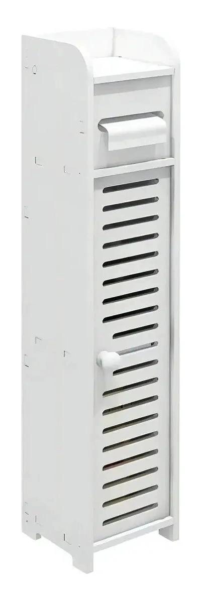 MUEBLE ORGANIZADOR VERTICAL PARA BAÑO CON PUERTA Y PORTA PAPEL - 1