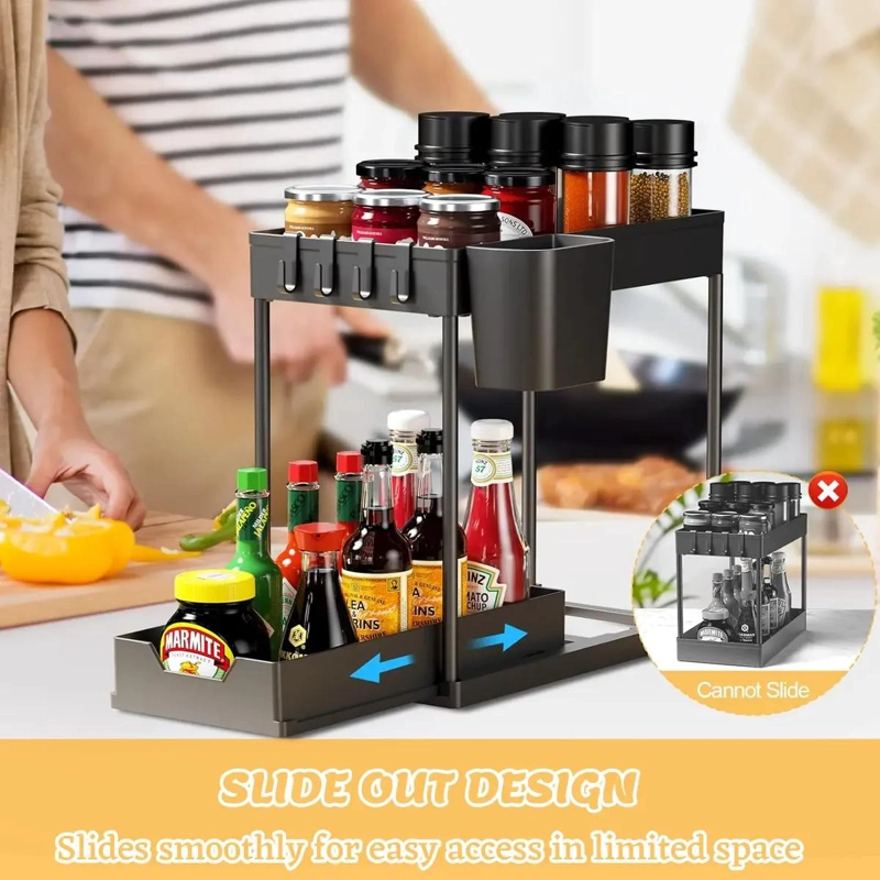 ORGANIZADOR DESLIZABLE DE DOS NIVELES PARA COCINA Y BAÑO - 5