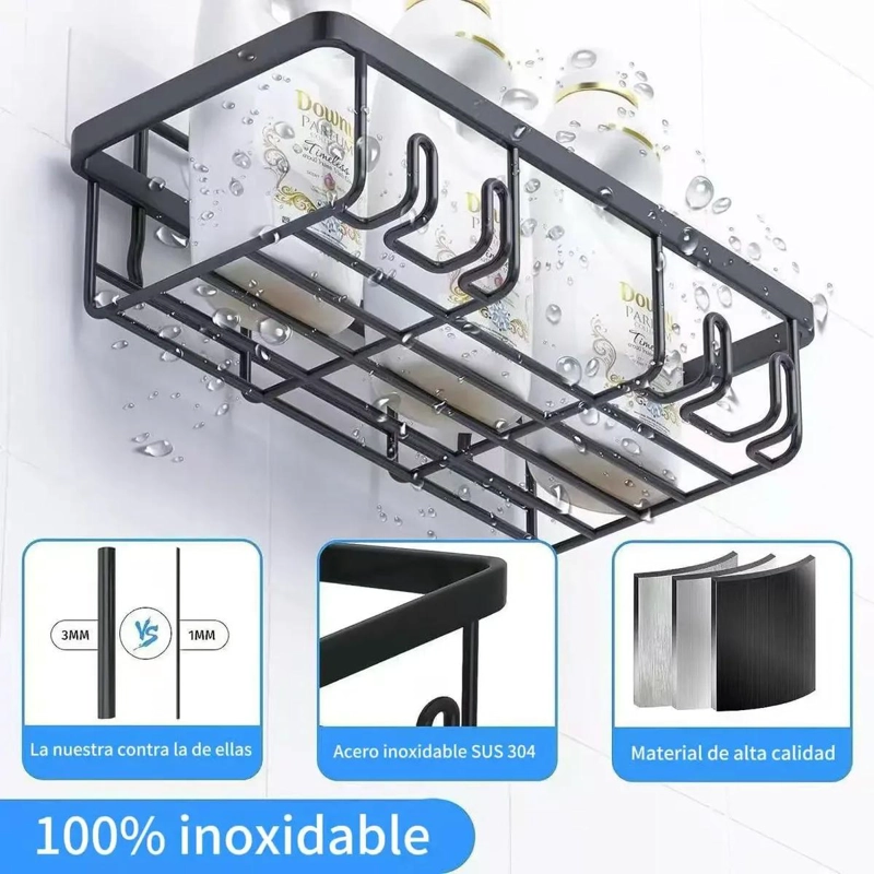 SOPORTE DE BAÑO DE HIERRO 3 NIVELES PARA ESQUINAS - 6