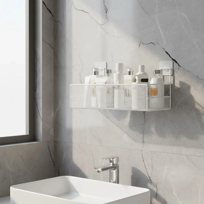 REPISA METALICA ADHESIVA PARA BAÑO CON DISEÑO DRENANTE - 1