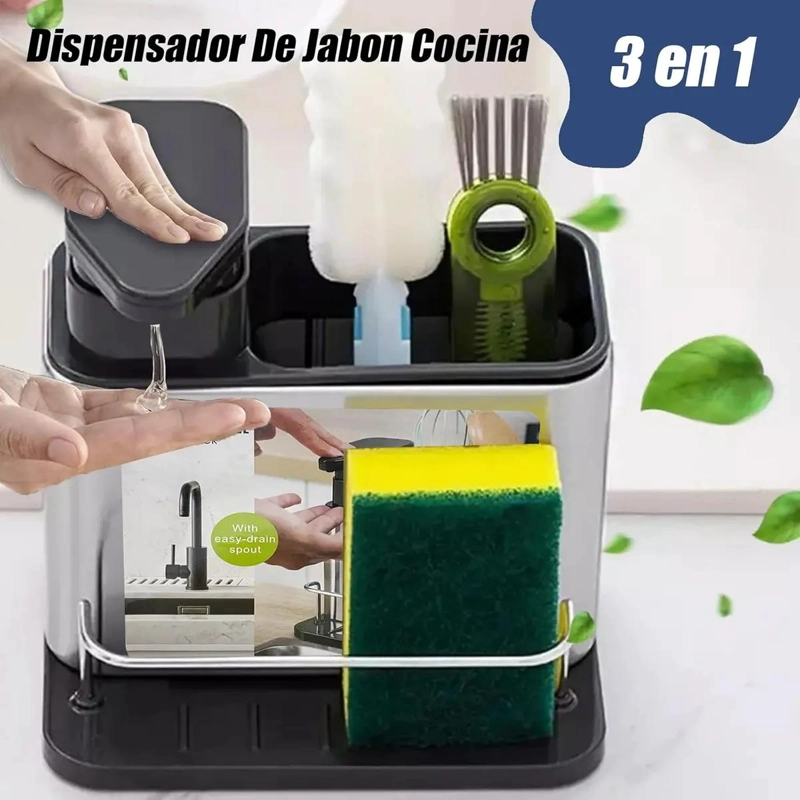 DISPENSADOR JABON Y ORGANIZADOR DE ESPONJA Y CUBIERTOS - 7