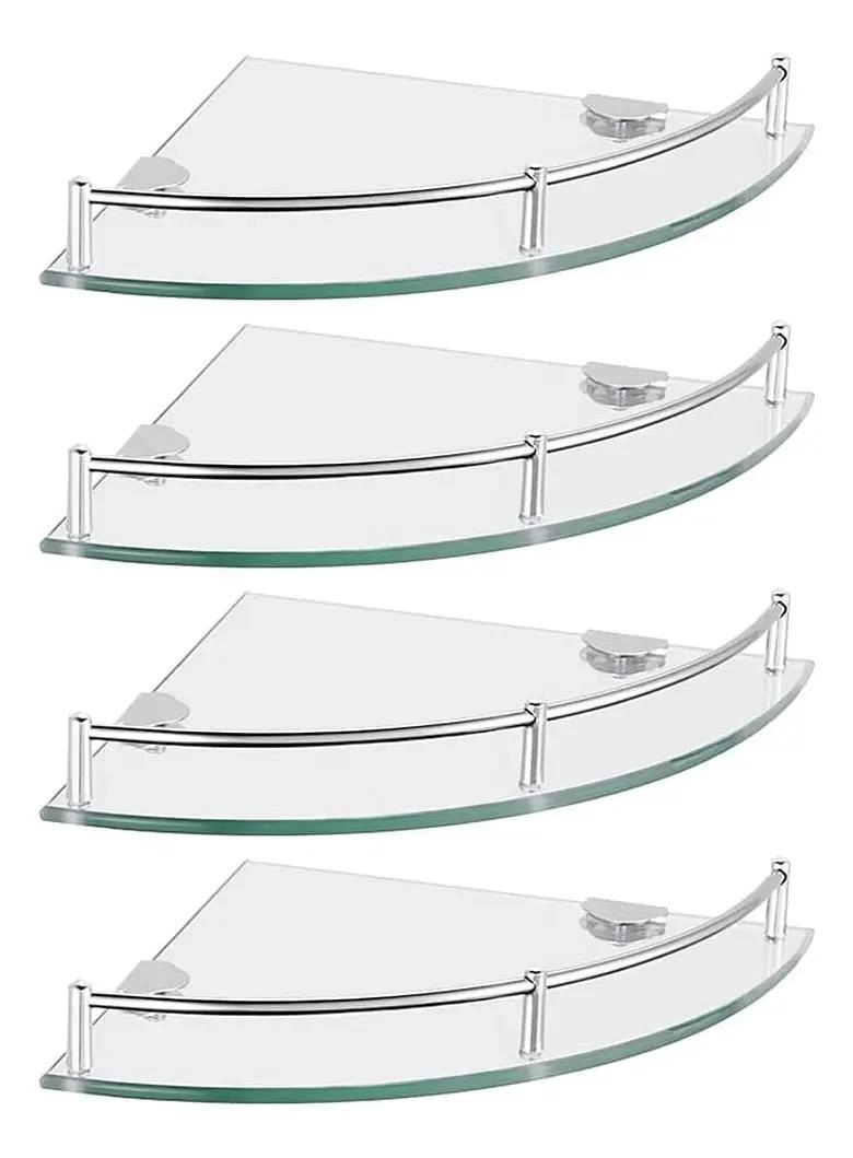 REPISA ESQUINERA DE VIDRIO PARA BAÑO CON 4 ESTANTES - 1