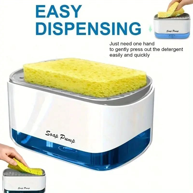 DISPENSADOR DE JABON LIQUIDO CON PORTA ESPONJA PARA COCINA - 6