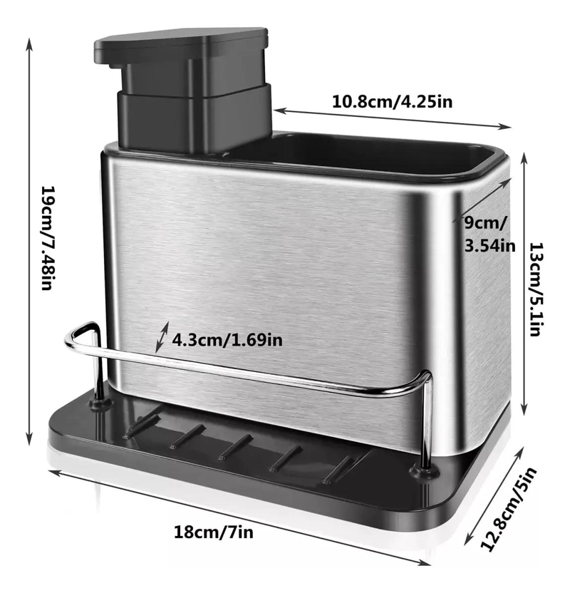 ORGANIZADOR MULTIFUNCIONAL PARA LAVAPLATOS CON DISPENSADOR DE JABON - 3