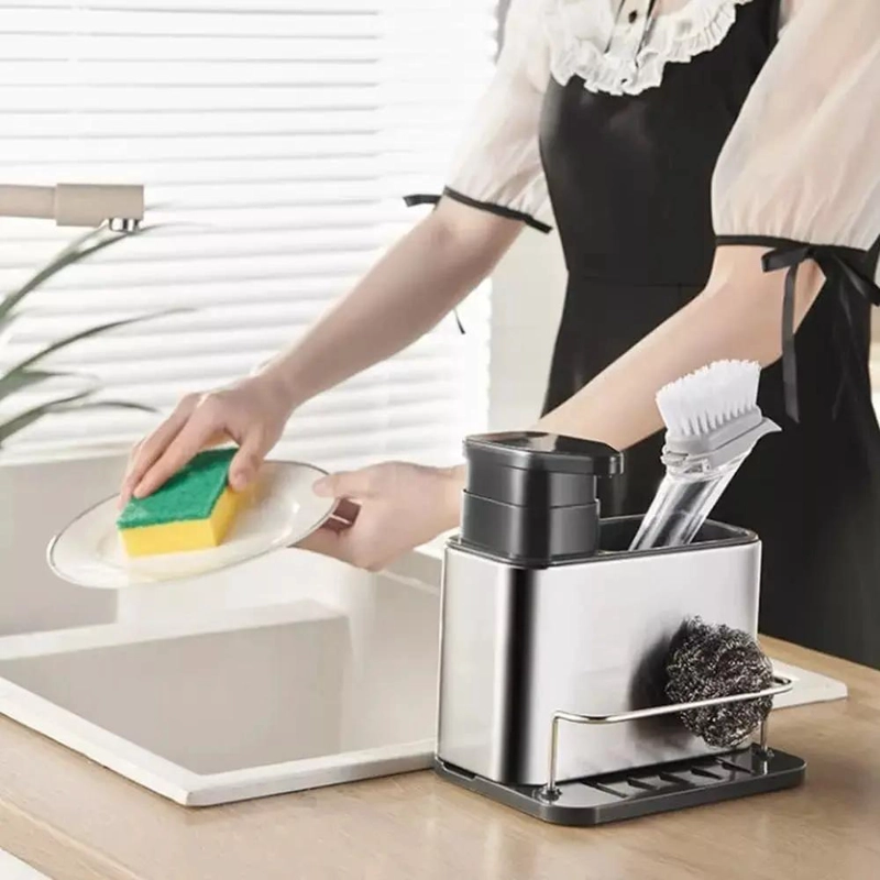 ORGANIZADOR MULTIFUNCIONAL PARA LAVAPLATOS CON DISPENSADOR DE JABON - 6