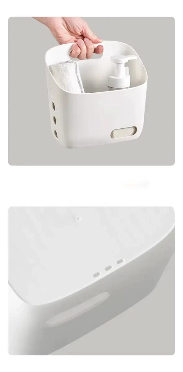 ORGANIZADOR DE BAÑO 4 PIEZAS EN COLORES BLANCO Y GRIS - 1