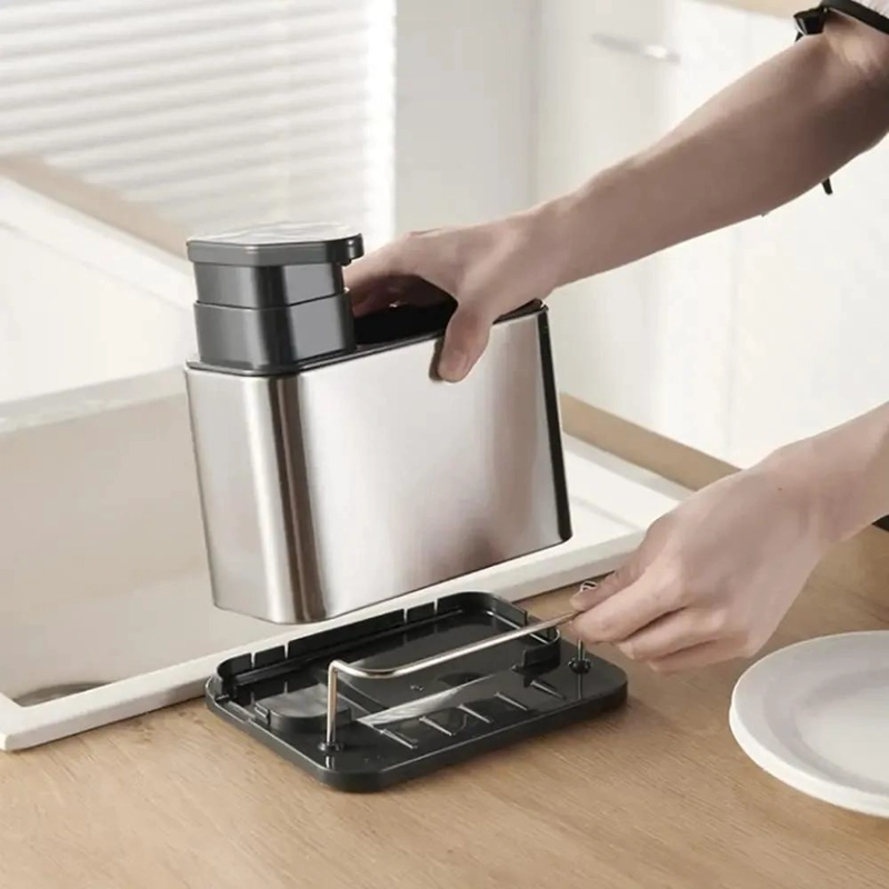 ORGANIZADOR DE LAVAPLATOS ACERO INOXIDABLE CON DISPENSADOR - 4