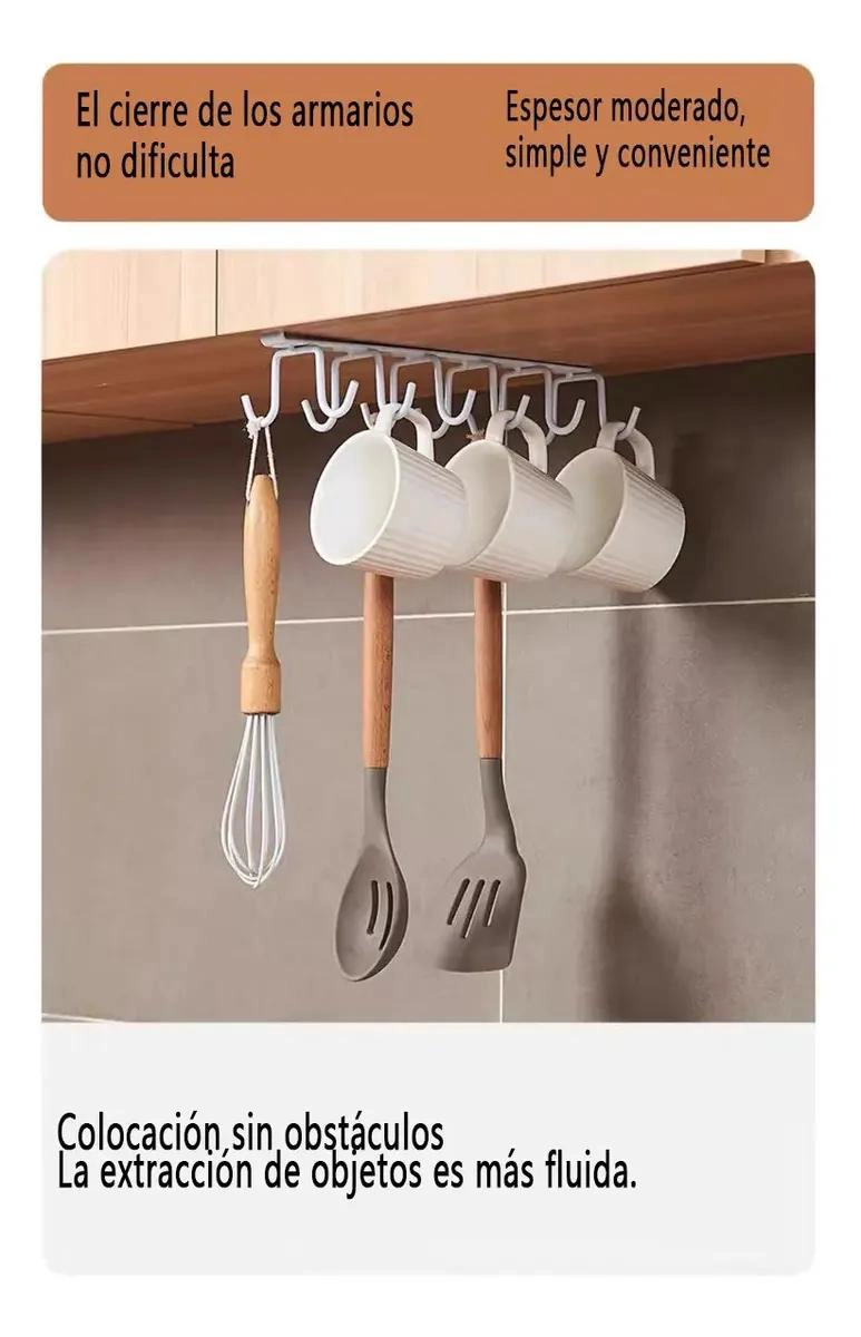GANCHO COLGANTE SIN PERFORACION PARA ALMACENAMIENTO EN COCINA - 6