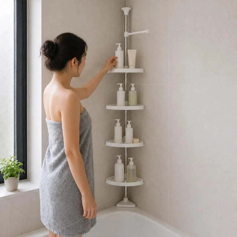 ORGANIZADOR ESQUINERO DE BAÑO CON 4 NIVELES AJUSTABLES - 2