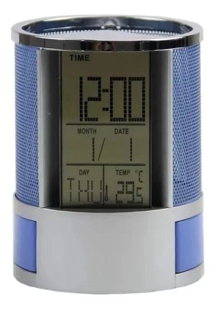 ORGANIZADOR DE ESCRITORIO CON RELOJ DIGITAL Y FUNCIONES MULTIPLES - 3