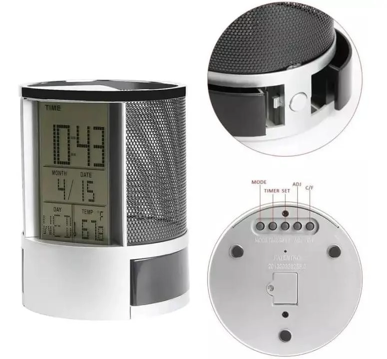 ORGANIZADOR DE ESCRITORIO CON RELOJ DIGITAL Y FUNCIONES MULTIPLES - 4