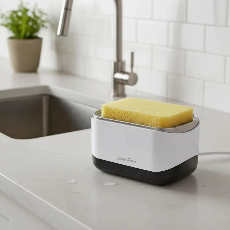DISPENSADOR DE JABON CON SOPORTE ANTIDESLIZANTE PARA ESPONJA - 1