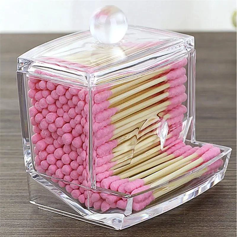DISPENSADOR ORGANIZADOR ACRILICO PARA COTONETES TRANSPARENTE - 2