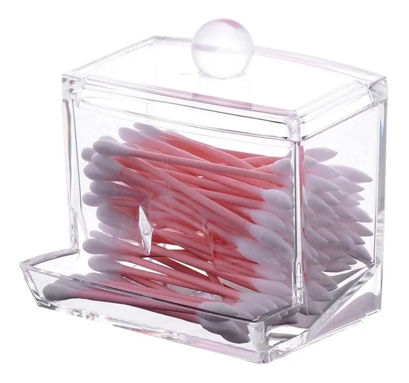 DISPENSADOR ORGANIZADOR ACRILICO PARA COTONETES TRANSPARENTE - 5