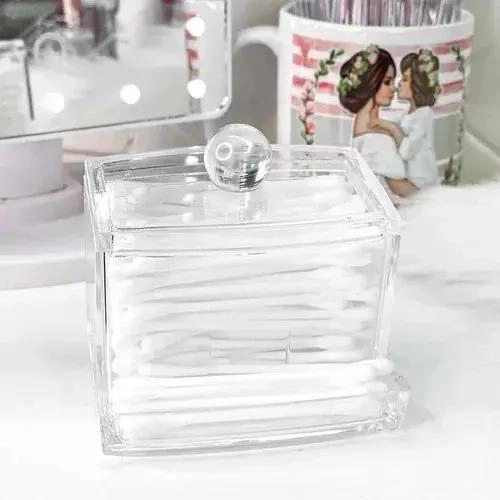 DISPENSADOR ORGANIZADOR ACRILICO PARA COTONETES TRANSPARENTE - 6