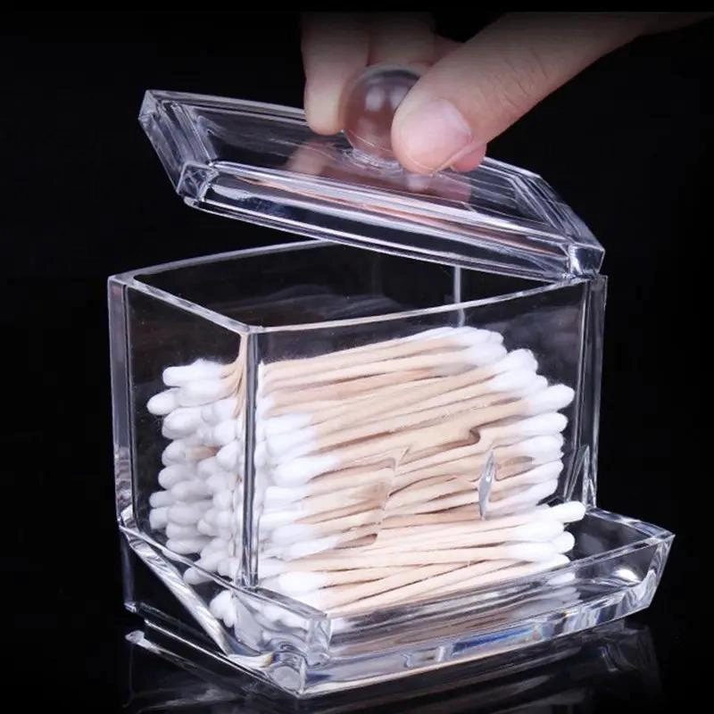 DISPENSADOR ORGANIZADOR ACRILICO PARA COTONETES TRANSPARENTE - 8