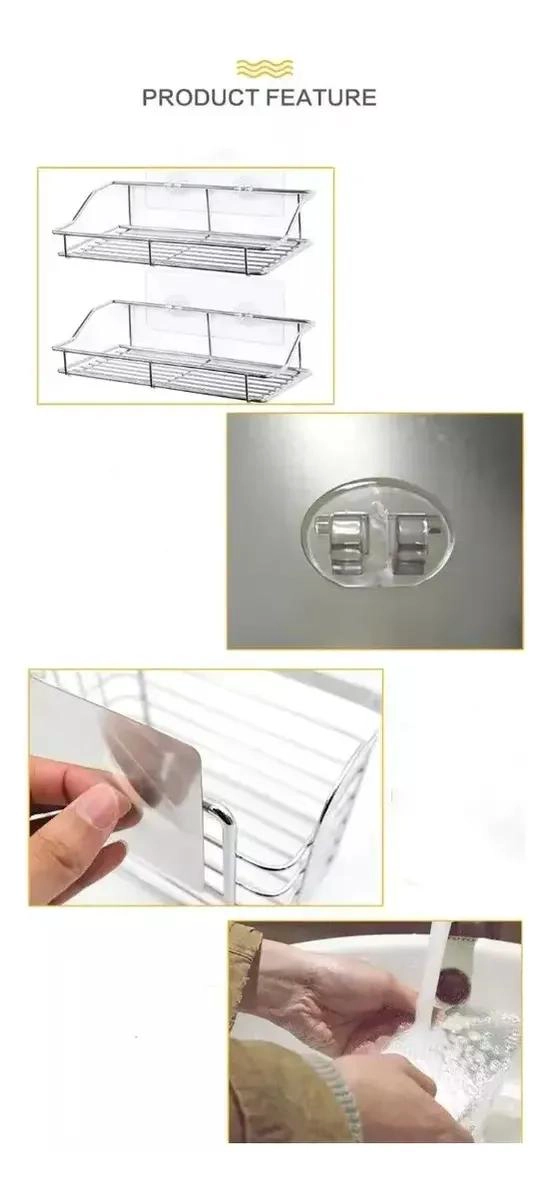 SET DE 2 REPISAS ADHESIVAS PARA DUCHA DE ACERO INOXIDABLE - 5