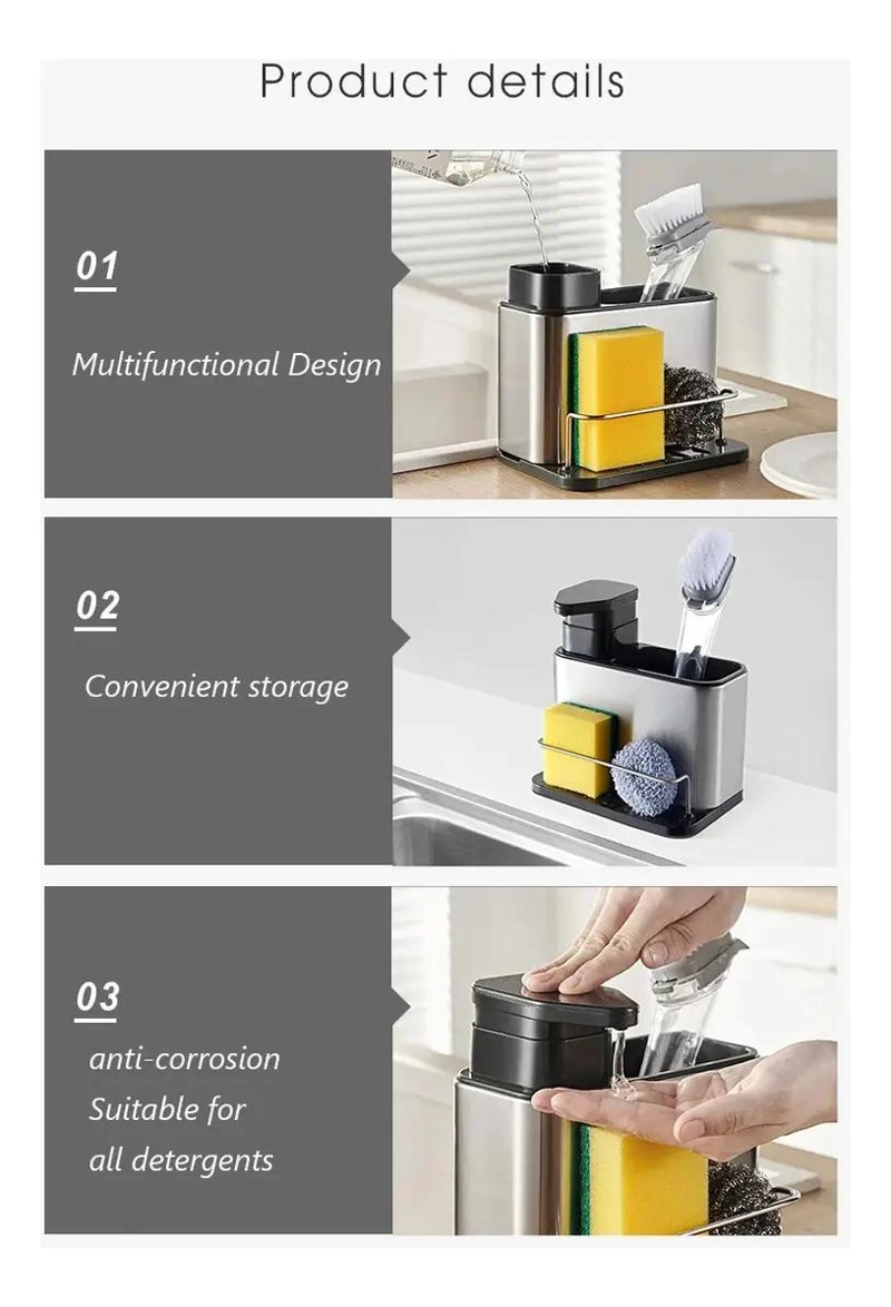 ORGANIZADOR DE LAVAPLATO DE ACERO INOXIDABLE CON DISPENSA - 10