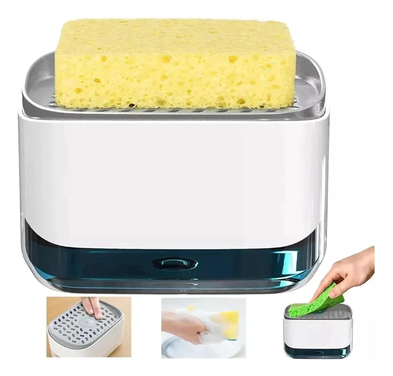 DISPENSADOR DE JABON LIQUIDO Y ESPONJA PARA COCINA PRACTICO - 8
