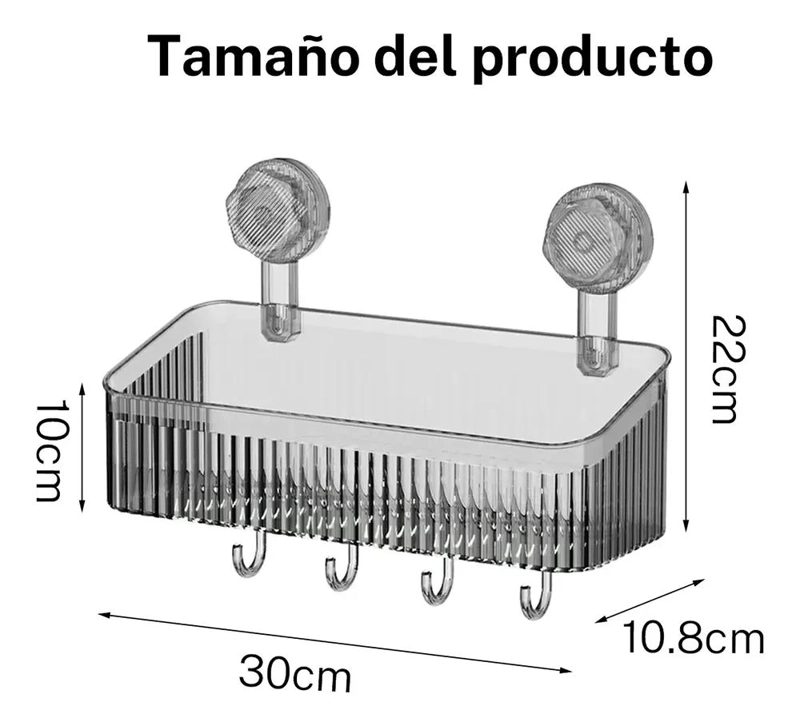 ORGANIZADOR DE BAÑO TRANSPARENTE CON VENTOSAS SIN TALADRO - 2