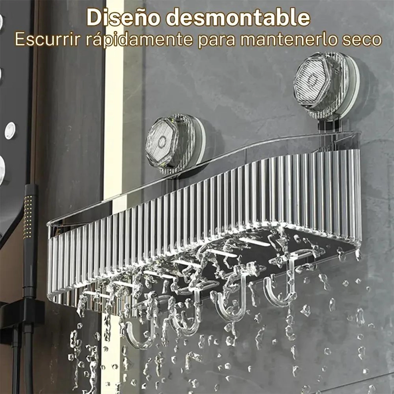 ORGANIZADOR DE BAÑO TRANSPARENTE CON VENTOSAS SIN TALADRO - 3