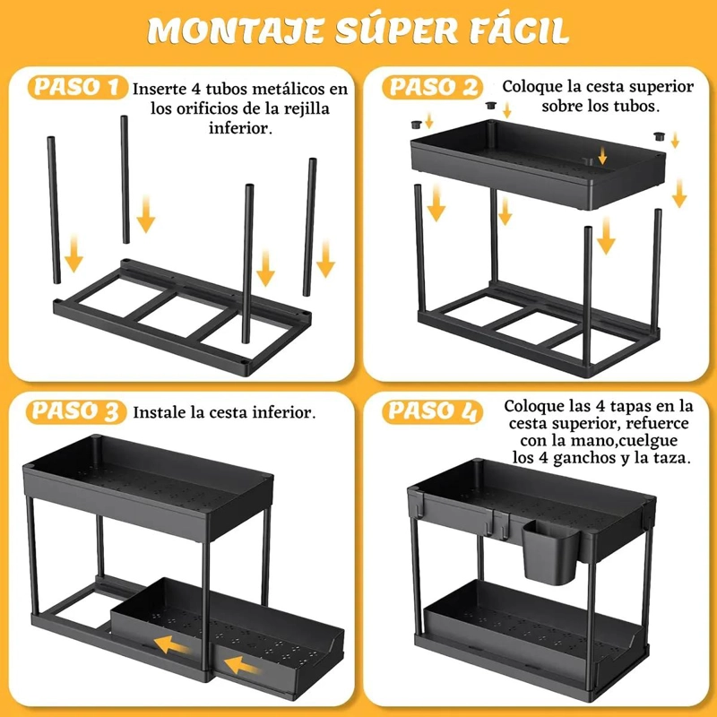 ORGANIZADOR DESLIZABLE DE 2 NIVELES PARA BAÑO Y COCINA - 4
