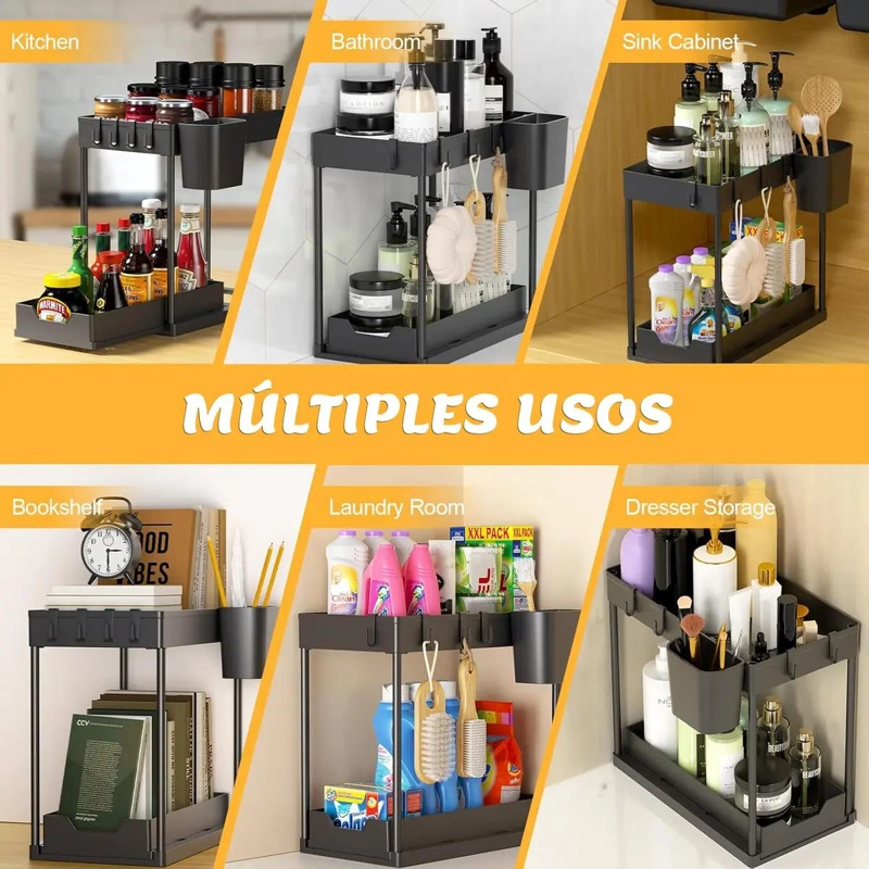 ORGANIZADOR DESLIZABLE DE 2 NIVELES PARA BAÑO Y COCINA - 7