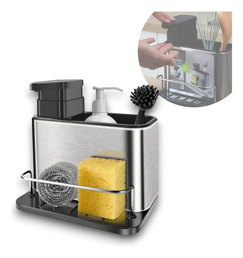 ORGANIZADOR MULTIFUNCIONAL PARA LAVAPLATOS CON DISPENSADOR DE JABON - 1