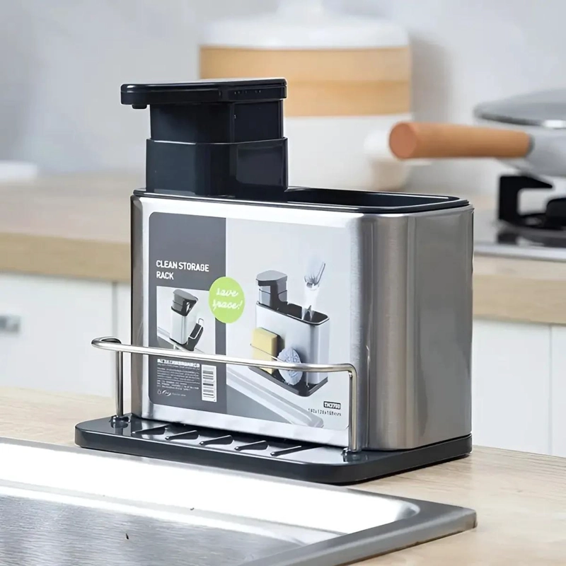 ORGANIZADOR MULTIFUNCIONAL PARA LAVAPLATOS CON DISPENSADOR DE JABON - 6