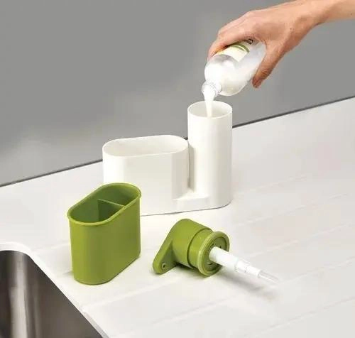 DISPENSADOR DE JABON LIQUIDO Y PORTA ESPONJA PARA FREGADERO - 3