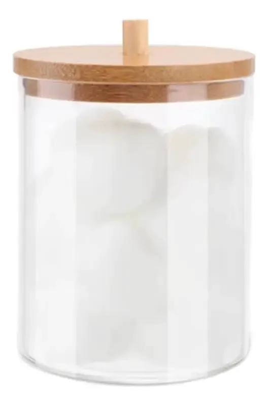 DISPENSADOR MULTIUSO DE HISOPOS Y ALGODON CON TAPA DE BAMBU - 2