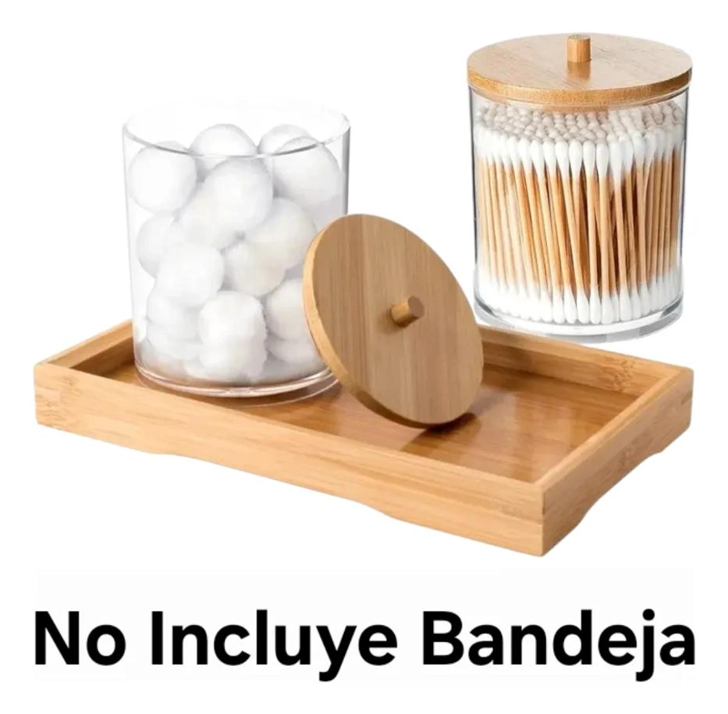 DISPENSADOR MULTIUSO DE HISOPOS Y ALGODON CON TAPA DE BAMBU - 3