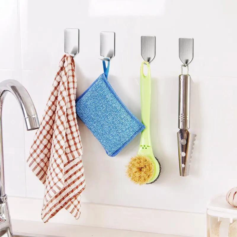 PACK DE 10 COLGADORES ADHESIVOS DE ACERO INOXIDABLE PARA BAÑO - 2
