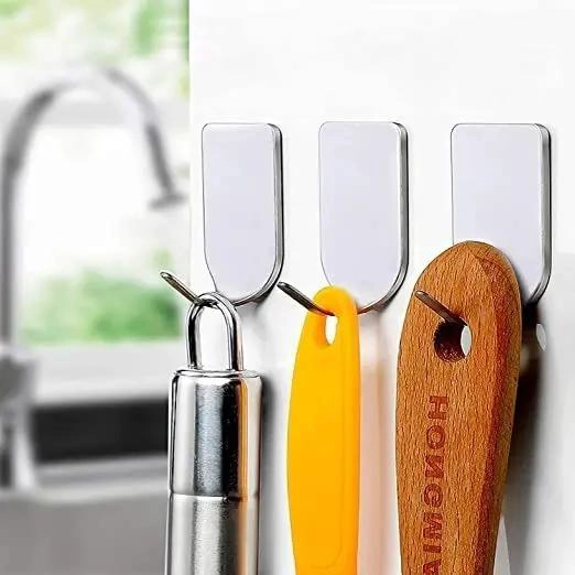 PACK DE 10 COLGADORES ADHESIVOS DE ACERO INOXIDABLE PARA BAÑO - 3