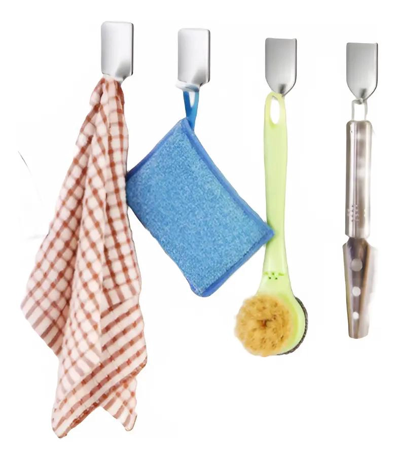 PACK DE 10 COLGADORES ADHESIVOS DE ACERO INOXIDABLE PARA BAÑO - 6